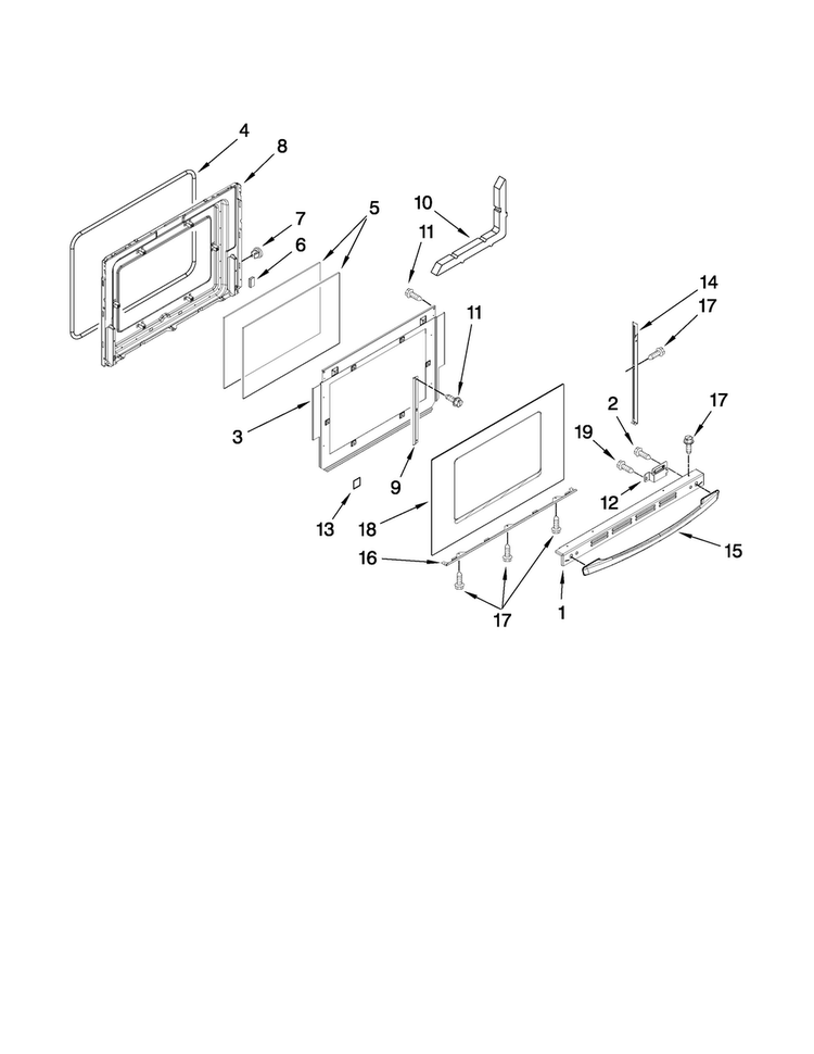 Door Parts Diagram and Parts List for MEP5775BAB19  Maytag Range