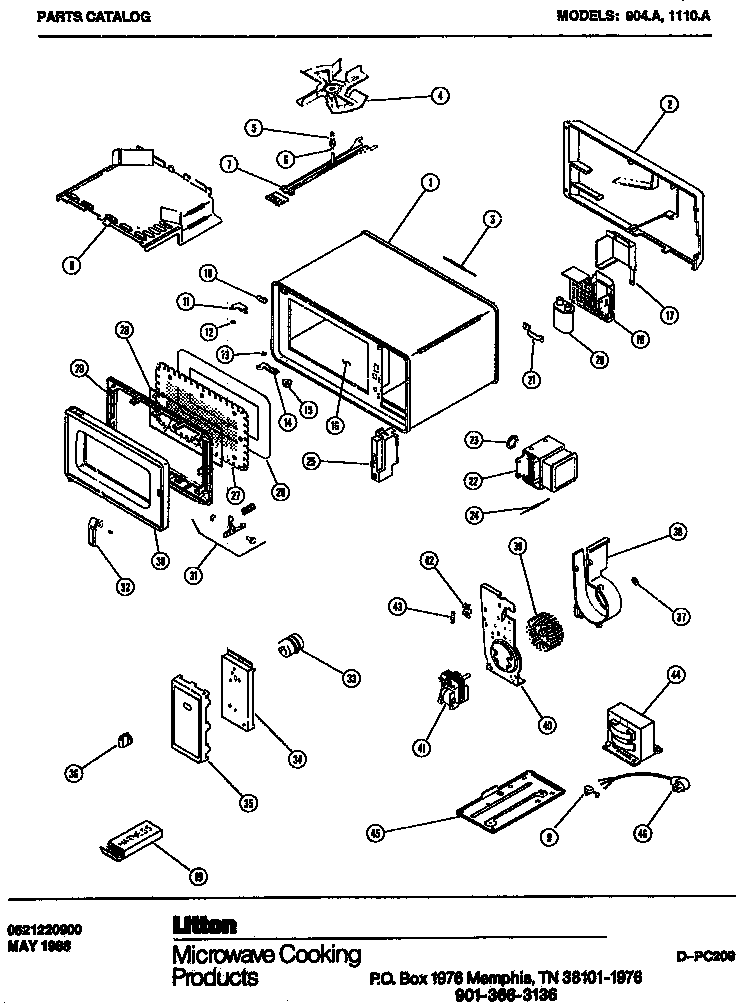 Microwave Parts Diagram and Parts List for 1110A  Amana Microwave