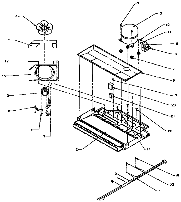Compressor Compartment Diagram and Parts List for TX18R-P1158412W  Amana Refrigerator