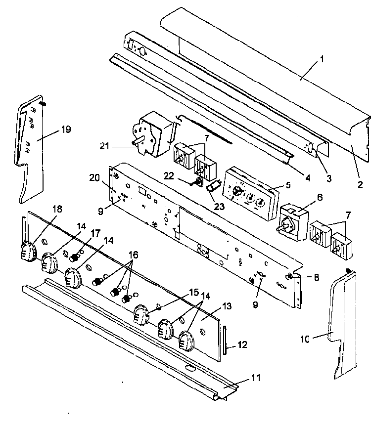 Backguard Parts Diagram and Parts List for ART6100E P1142685NE Amana Range