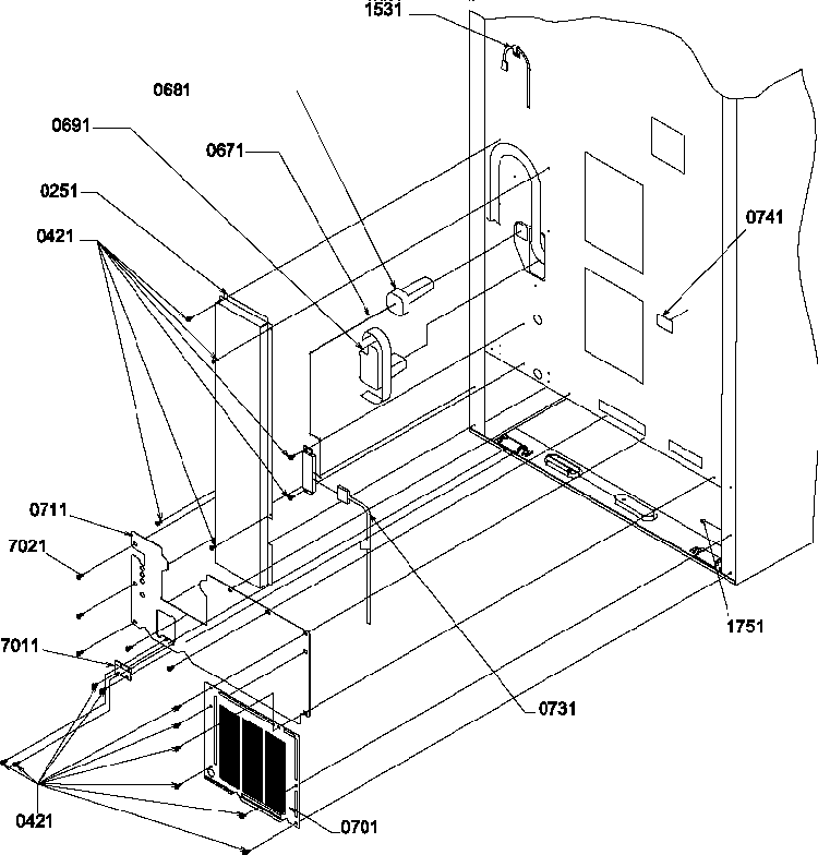 Cabinet Back Diagram and Parts List for BX21TE-P1196513WE  Amana Refrigerator