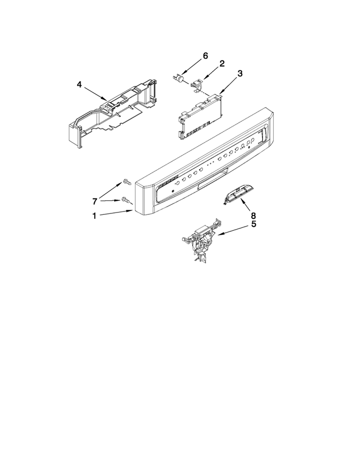 Control Panel And Latch Parts Diagram and Parts List for MDB6709AWW4  Maytag Dishwasher