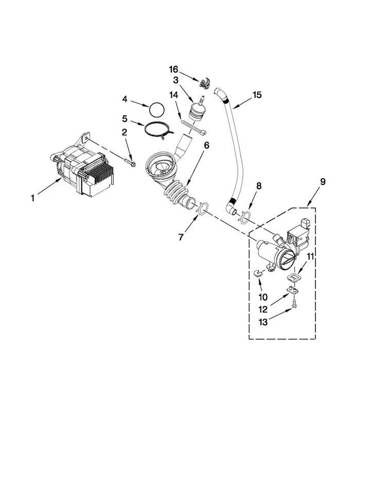 Pump And Motor Parts Diagram and Parts List for NFW7300WW02  Amana Washer