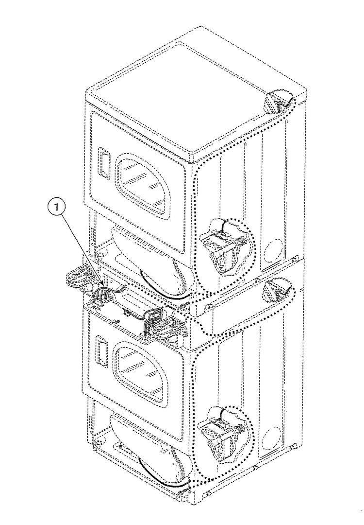 Harnesses 1 Diagram and Parts List for SSE007QF  Speed Queen Dryer