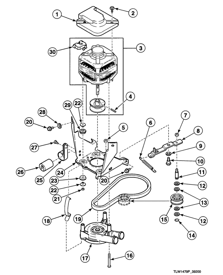 Motor Assy Diagram and Parts List for SWT020LA  Speed Queen Washer