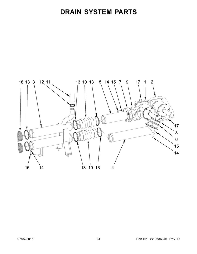 Drain System Parts Diagram and Parts List for MFS180PAVS  Maytag Washer