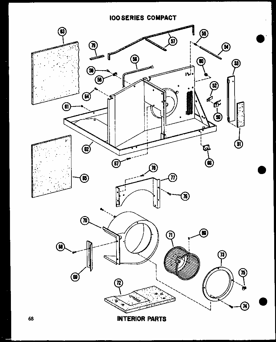 Interior Parts Diagram and Parts List for 109-5J P54390-95R Amana Air Conditioner