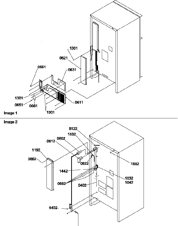 Cabinet Back Diagram and Parts List for HT600W-P1319401WW  Amana Refrigerator