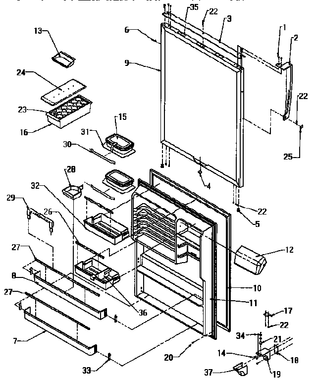 Refrigerator Door Diagram and Parts List for TSI18R2-P1182102W  Amana Refrigerator