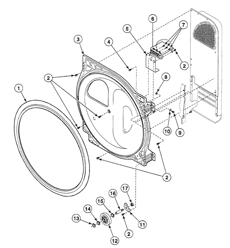 Roller Assy Diagram and Parts List for SSGH09QJ  Speed Queen Dryer