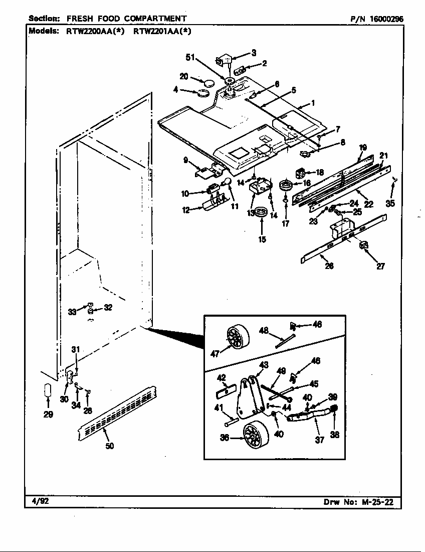 Fresh Food Compartment (rtw2200aal/ch89a) (rtw2200aaw/ch89a) (rtw2201aal/ch90a) (rtw2201aaw/ch89a) Diagram and Parts List for RTW2201AAL CH89A Maytag Refrigerator