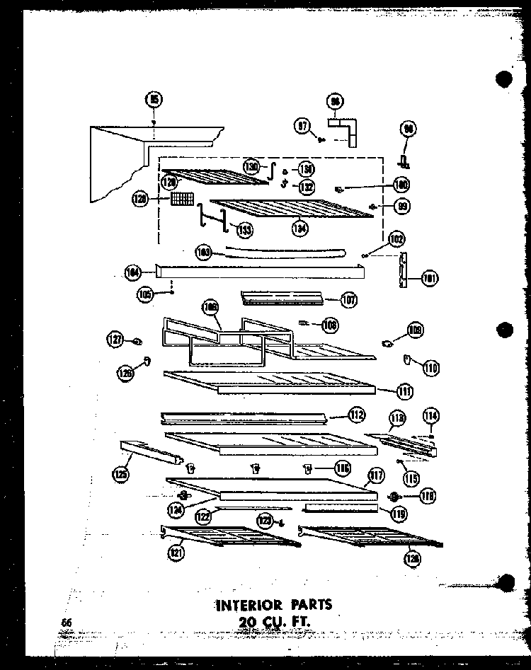 Interior Parts 20 Cu. Ft. Diagram and Parts List for T16J-P60236-9W  Amana Refrigerator