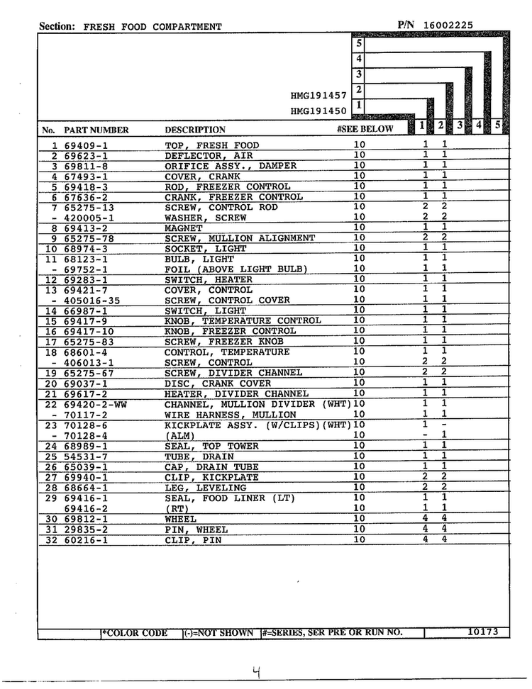 Fresh Food Compartment Page 2 Diagram and Parts List for 191457  Admiral Refrigerator