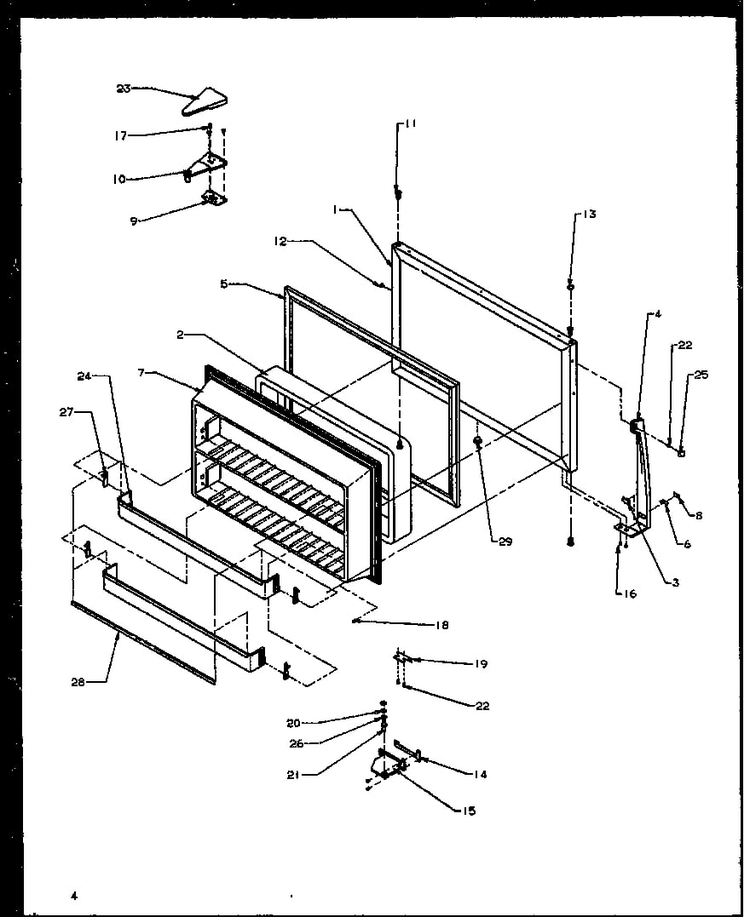 Freezer Door Diagram and Parts List for TG18R2L-P1158305WL  Amana Refrigerator