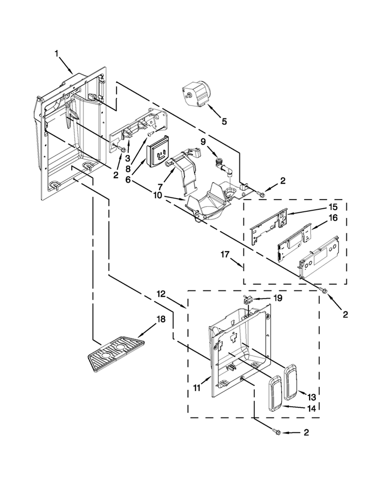 Dispenser Parts Diagram and Parts List for JS48PPDUDB16  Jenn-Air Refrigerator