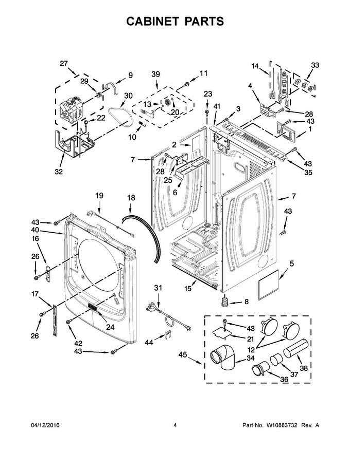 03 - Cabinet Parts Diagram and Parts List for YMED8200FC0  Maytag Dryer