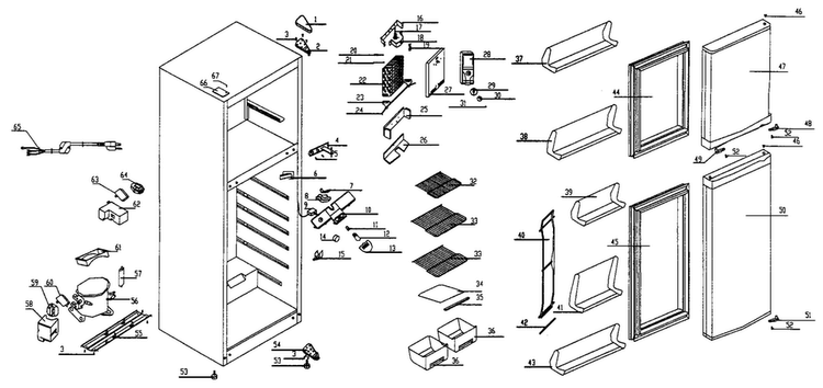 Cabinet Parts Diagram and Parts List for MCBR1010S  Magic Chef Refrigerator