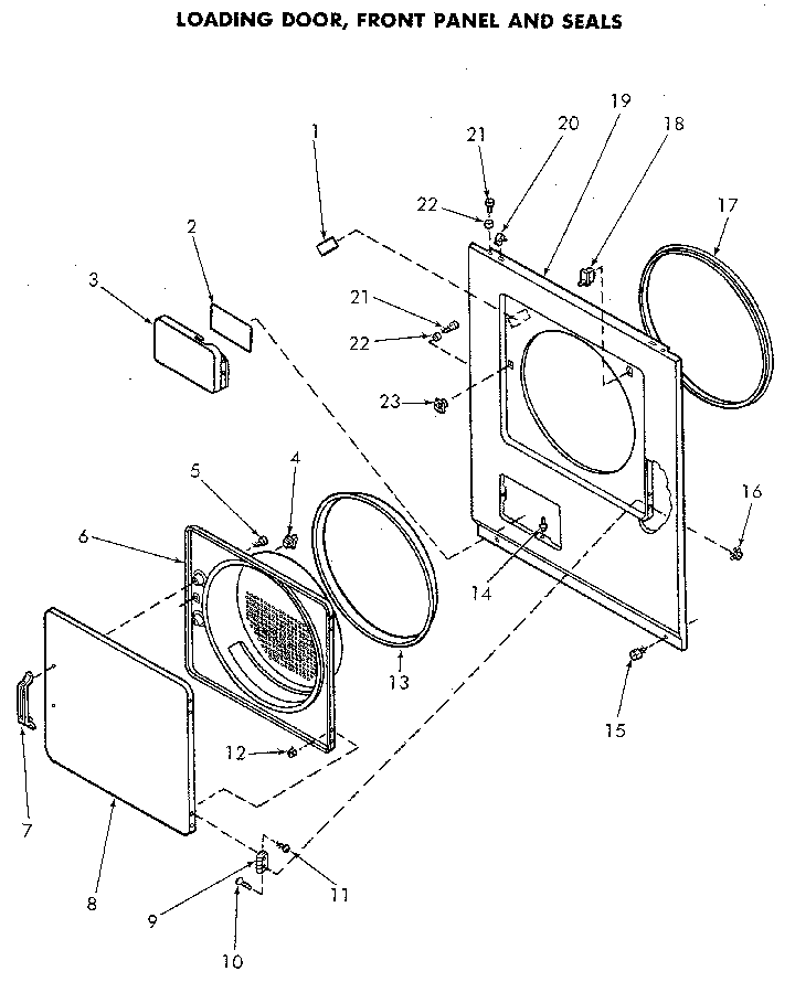 Loading Door And Seals Diagram and Parts List for NG4819L53738  Speed Queen Dryer