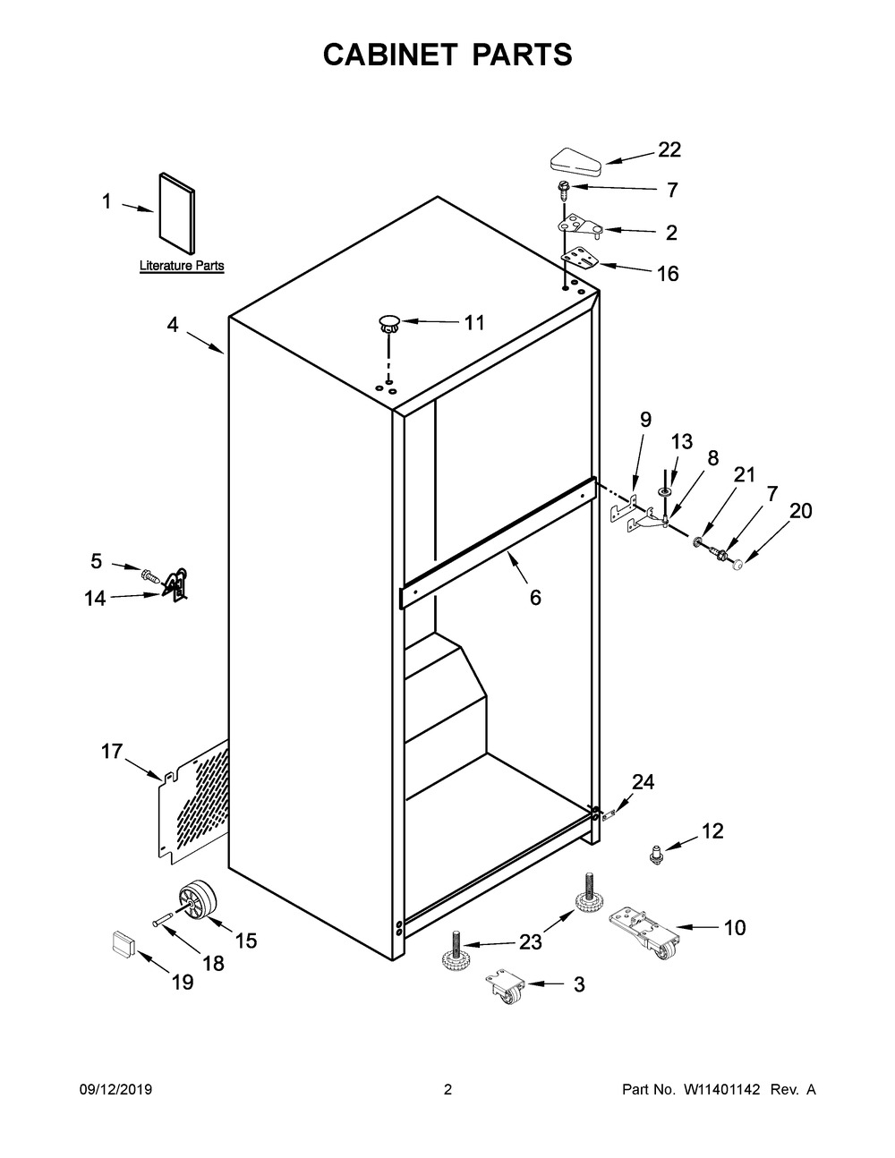 Cabinet Parts Diagram and Parts List for MRT118FFFE04  Maytag Refrigerator