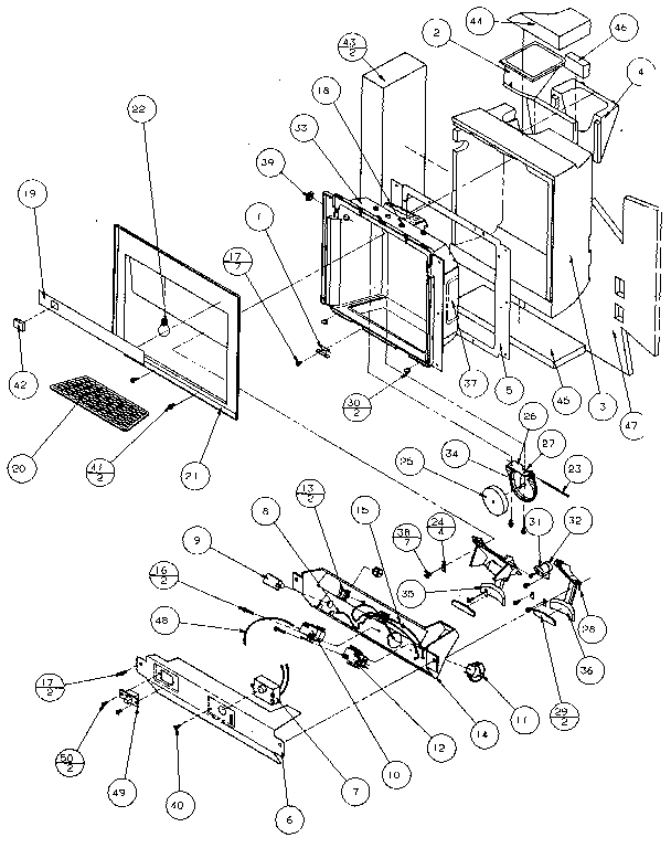 Ice And Water Cavity Diagram and Parts List for 36768-P1135803W  Amana Refrigerator