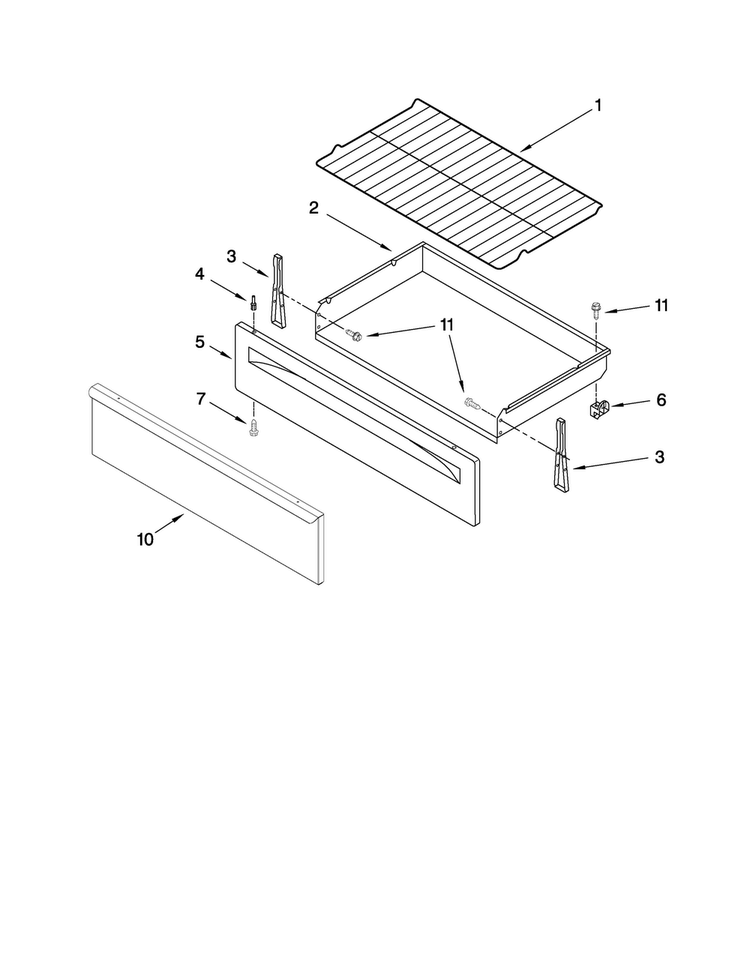 Drawer & Broiler Parts Diagram and Parts List for AER5823XCB0  Amana Range