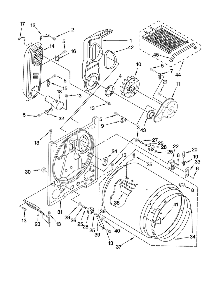 Bulkhead Parts Diagram and Parts List for 7MMGM0110WW0  Maytag Dryer