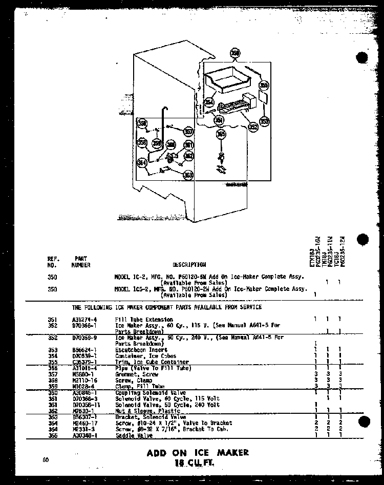 Add On Ice Maker 18 Cu. Ft. Diagram and Parts List for T16J-P60236-9W  Amana Refrigerator