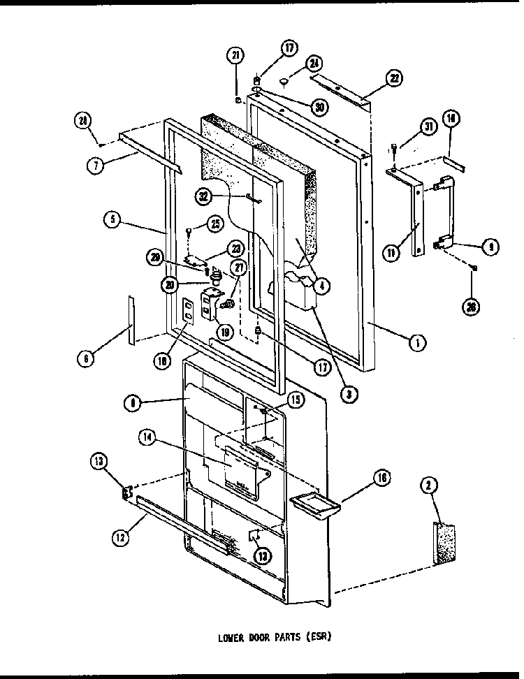 Lower Door Parts Diagram and Parts List for TM14F-P75658-2W  Amana Refrigerator