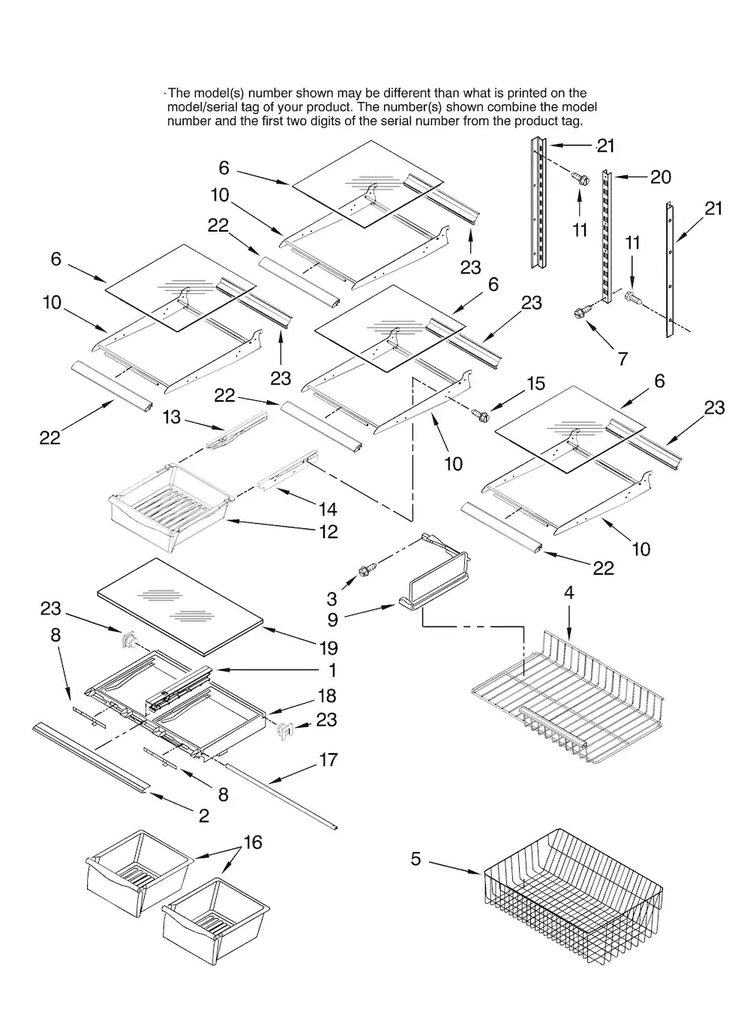 Shelf Parts, Optional Parts Diagram and Parts List for MBB1952HEB10  Maytag Refrigerator