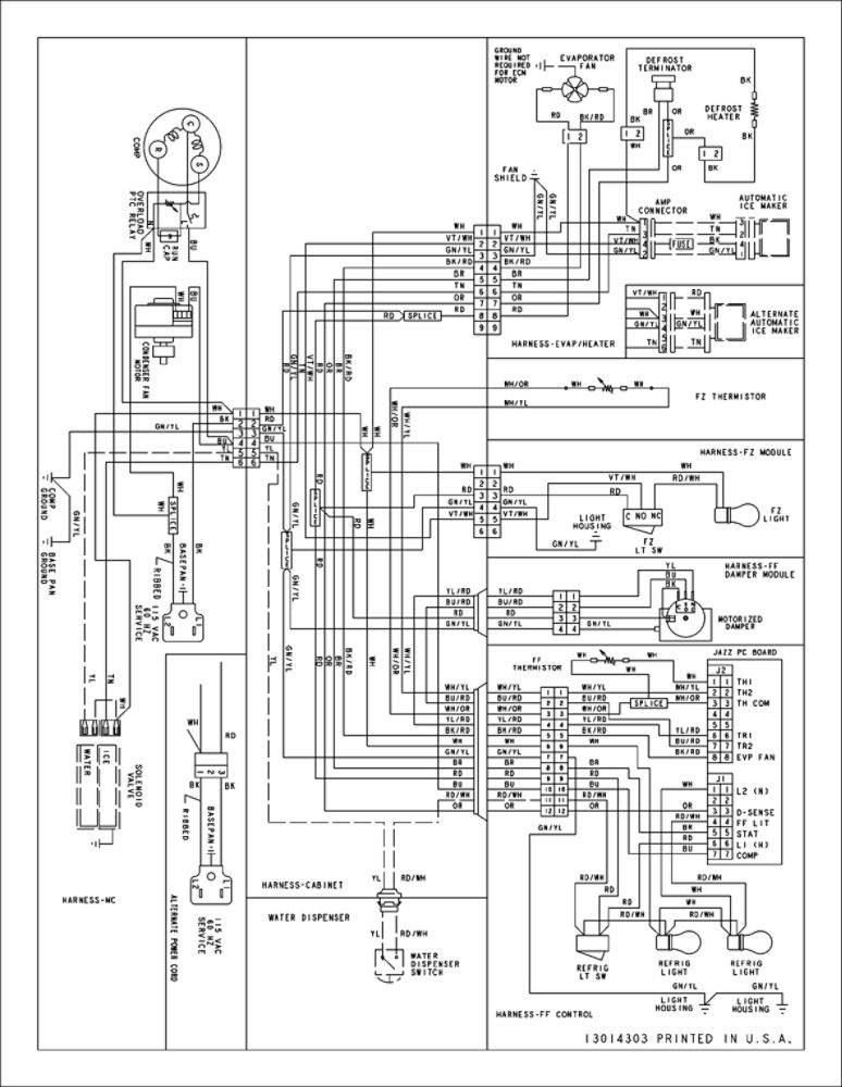 Wiring Information 2 Diagram and Parts List for ABD2233DEW0  Amana Refrigerator