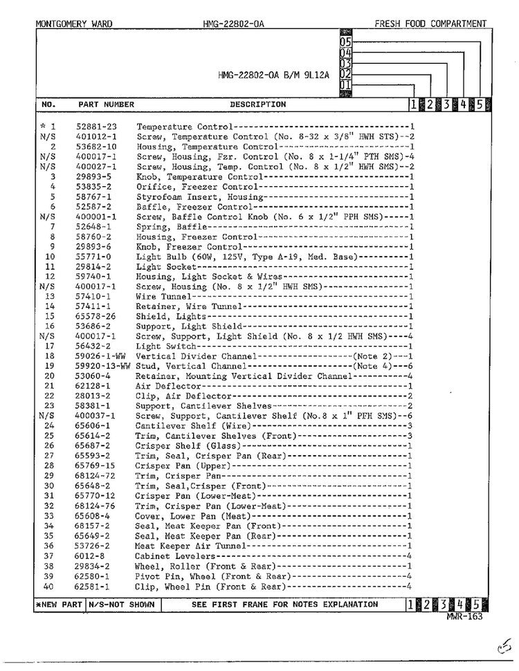 Fresh Food Compartment Page 2 Diagram and Parts List for 22802-A  Admiral Refrigerator