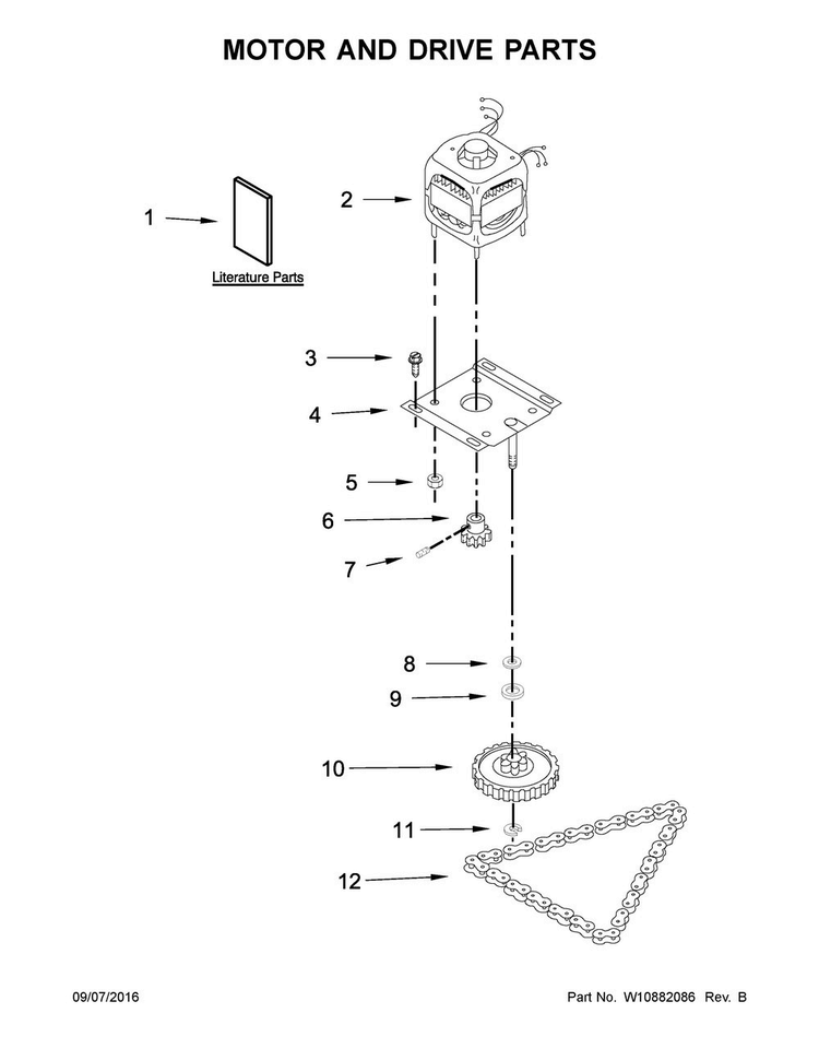 Motor And Drive Parts Diagram and Parts List for MTUC7500AFH0  Maytag Trash Compactor