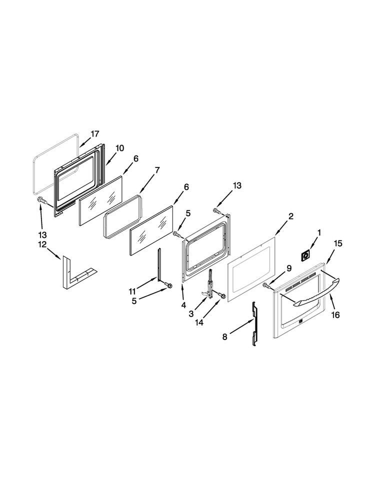Door Parts Diagram and Parts List for MER8772WB1  Maytag Range