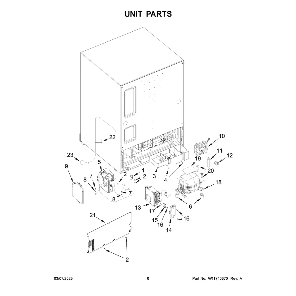 Unit Parts Diagram and Parts List for JURFL242HL02  Jenn-Air Wine and Beverage Cooler