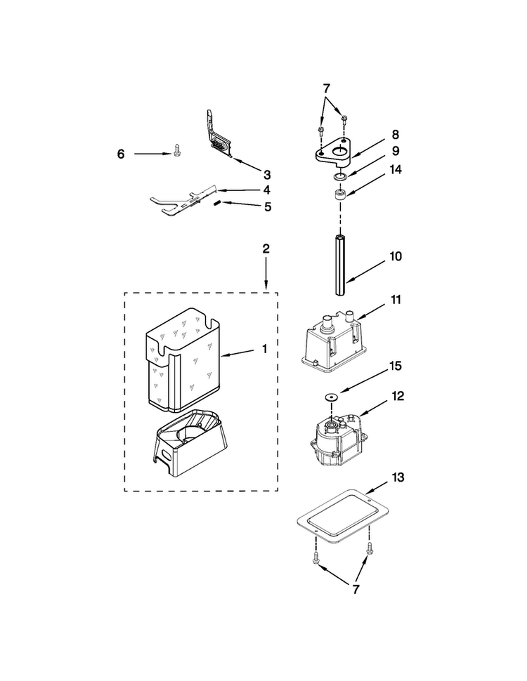 Motor And Ice Container Parts Diagram and Parts List for JS48PPDUDB13  Jenn-Air Refrigerator
