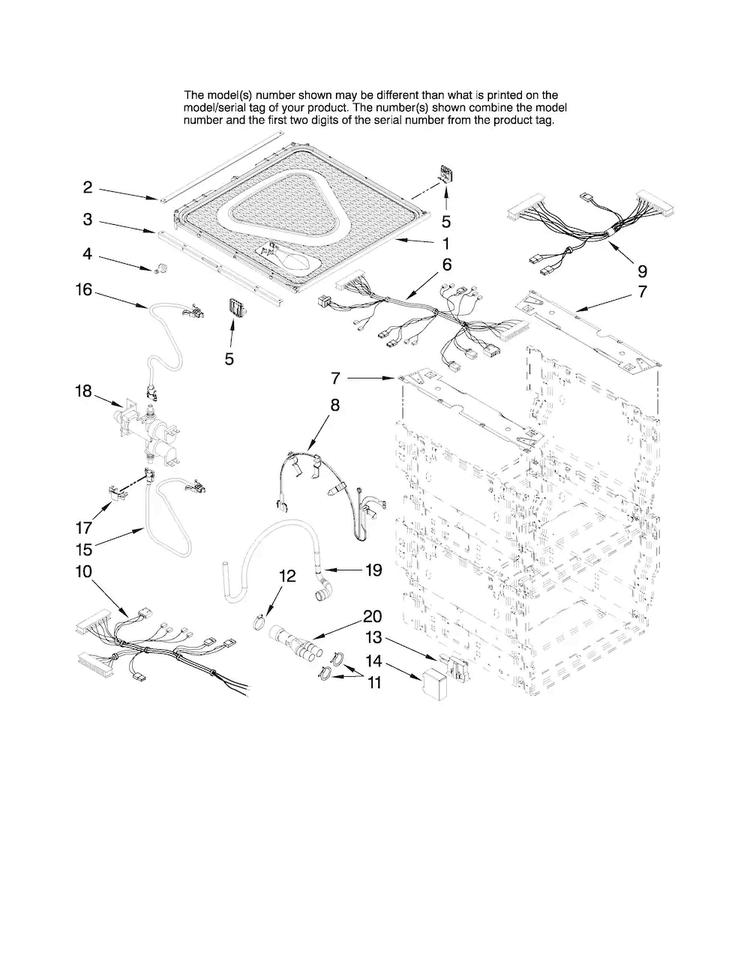 Frame And Lid Parts Diagram and Parts List for JDD4000AWS2  Jenn-Air Dishwasher