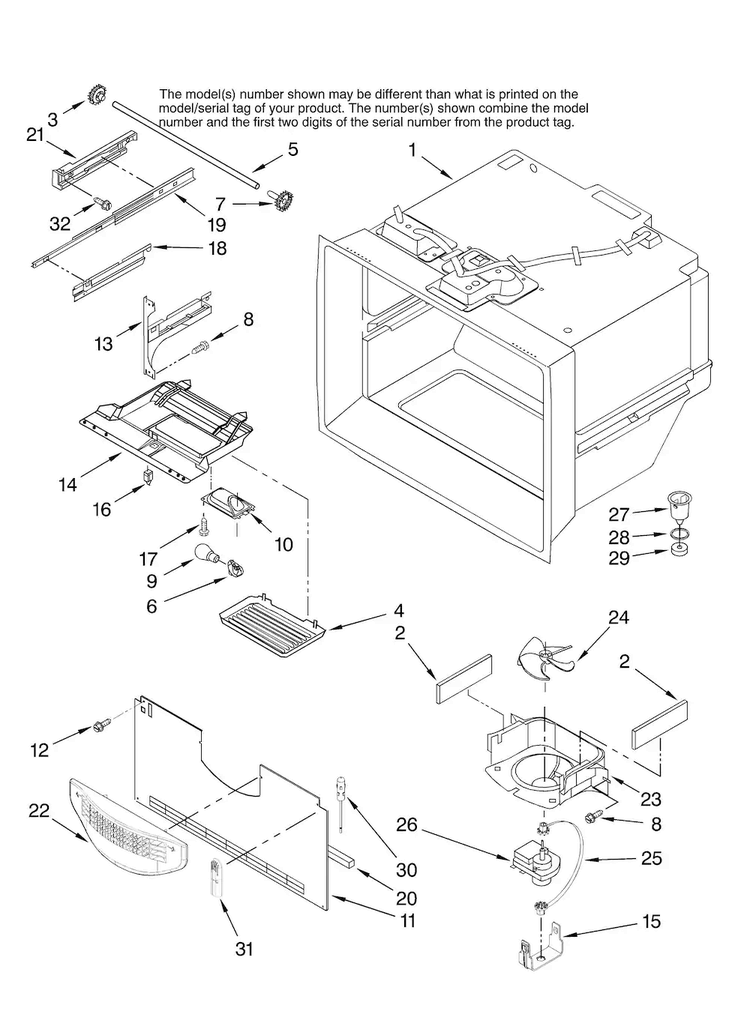 Freezer Liner Parts Diagram and Parts List for ABL2037FES12  Amana Refrigerator