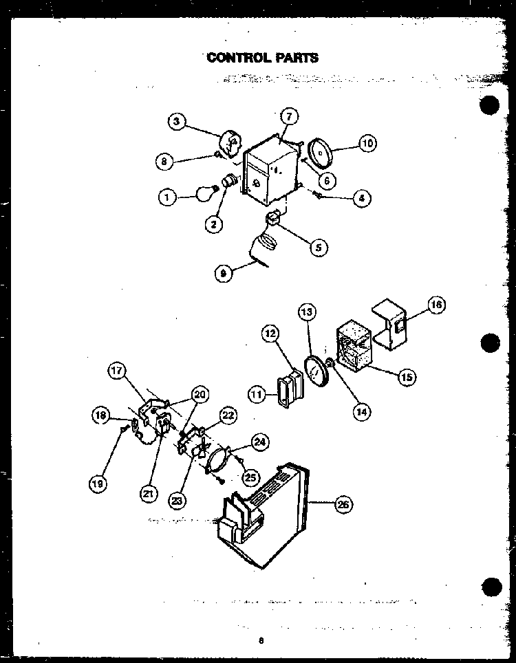 Control Parts Diagram and Parts List for GFD240 MN04 Caloric Refrigerator