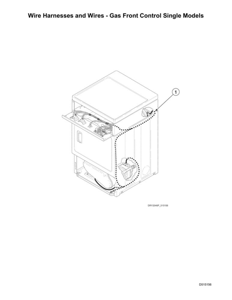 Wire Harnesses/Wiresgas Front Control Single Diagram and Parts List for LDGE5BGS113TW01 1912999999 Speed Queen Dryer