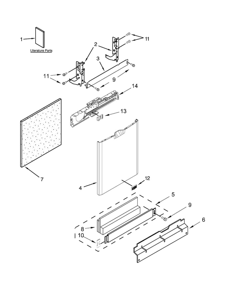 Door And Panel Parts Diagram and Parts List for MDB4949SDH2  Maytag Dishwasher