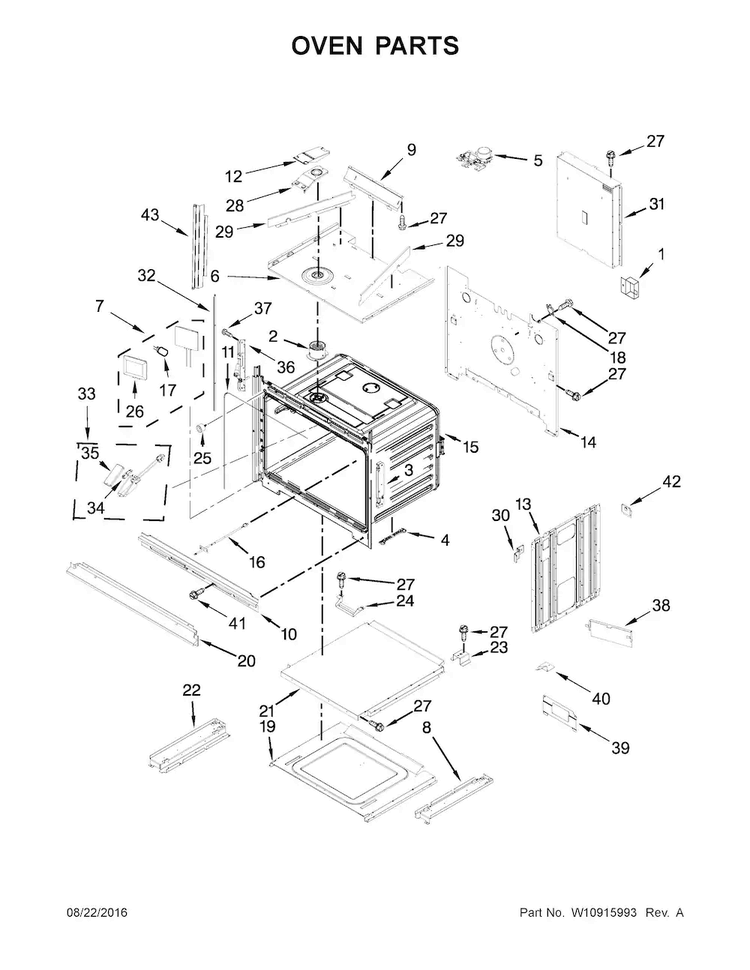 Oven Parts Diagram and Parts List for JMW3430DS02  Jenn-Air Microwave