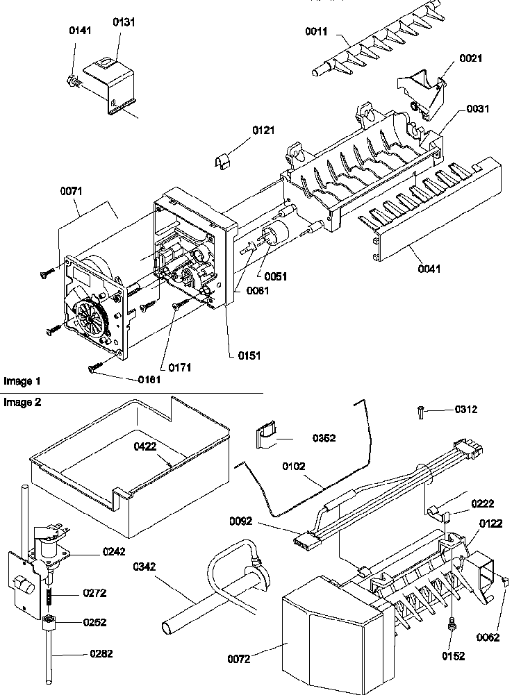 Ice Maker Assembly And Parts Diagram and Parts List for TR25VE-P1196404WE  Amana Refrigerator