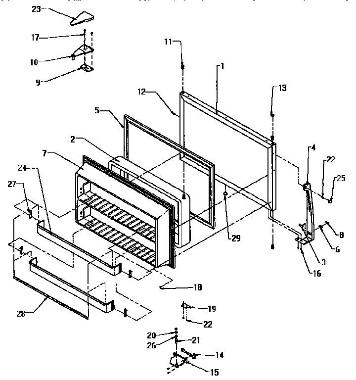 Freezer Door Diagram and Parts List for TX18R-P1158412W  Amana Refrigerator