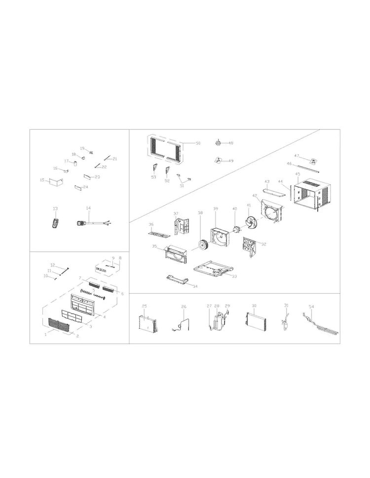 Recommended Spare Parts Diagram and Parts List for CAE25ESRR410A17  Crosley Air Conditioner