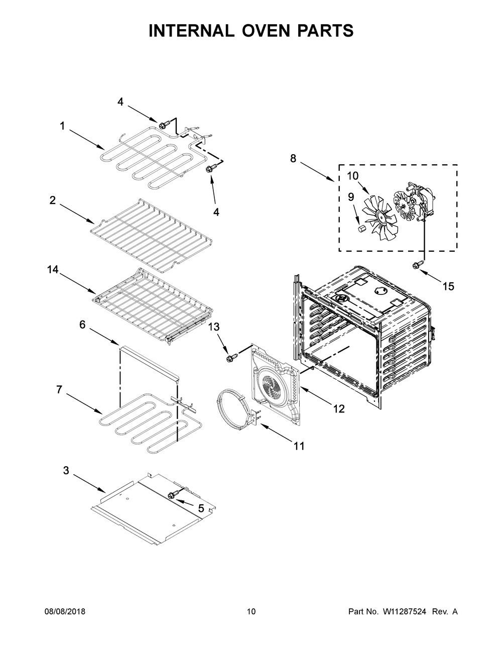 Internal Oven Parts Diagram and Parts List for MEW9630FZ03  Maytag Wall Oven