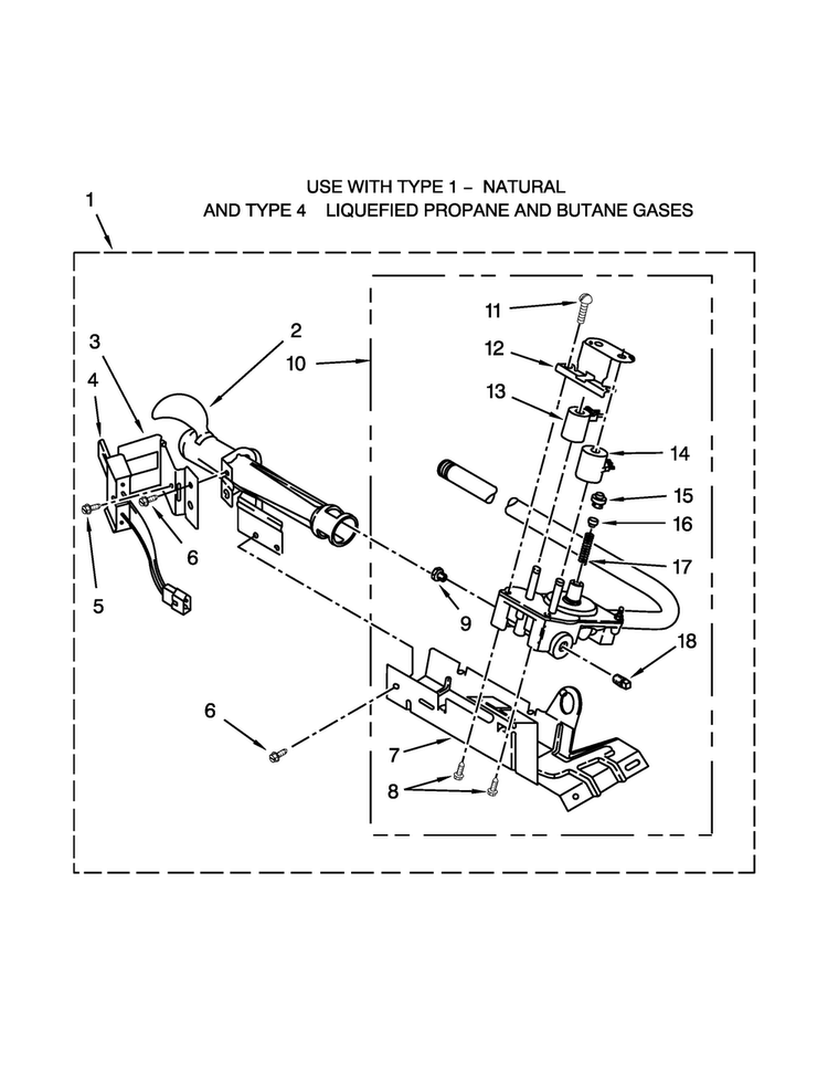 8318272 Burner Assembly Parts Diagram and Parts List for 7MMGDC400DW0  Maytag Dryer
