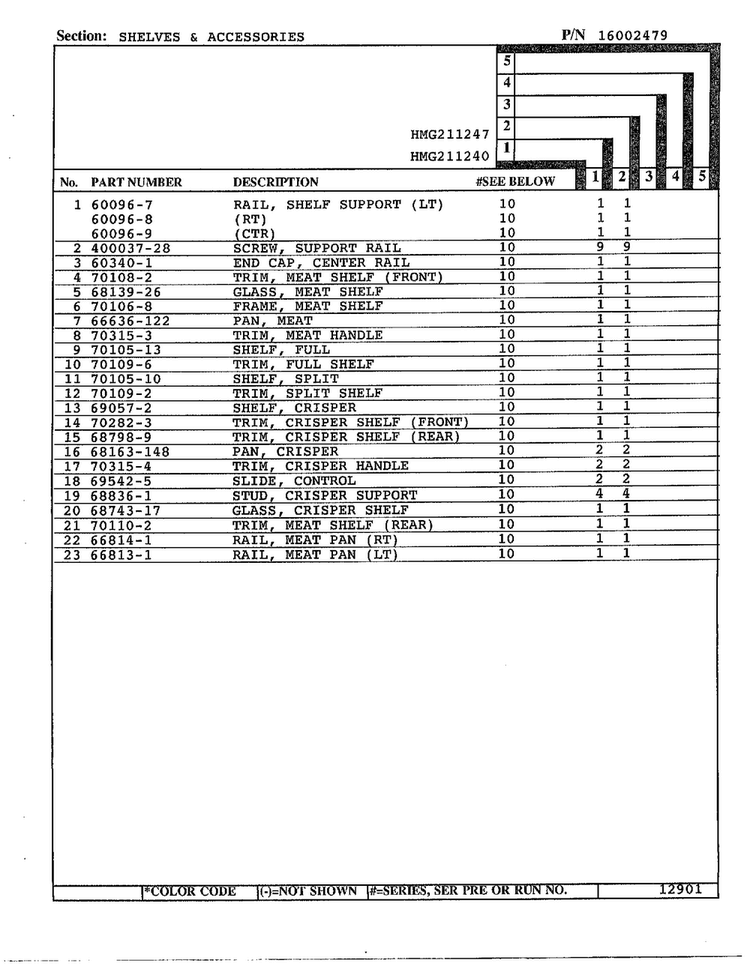 Shelves And Accessories Page 2 Diagram and Parts List for 211240  Admiral Refrigerator