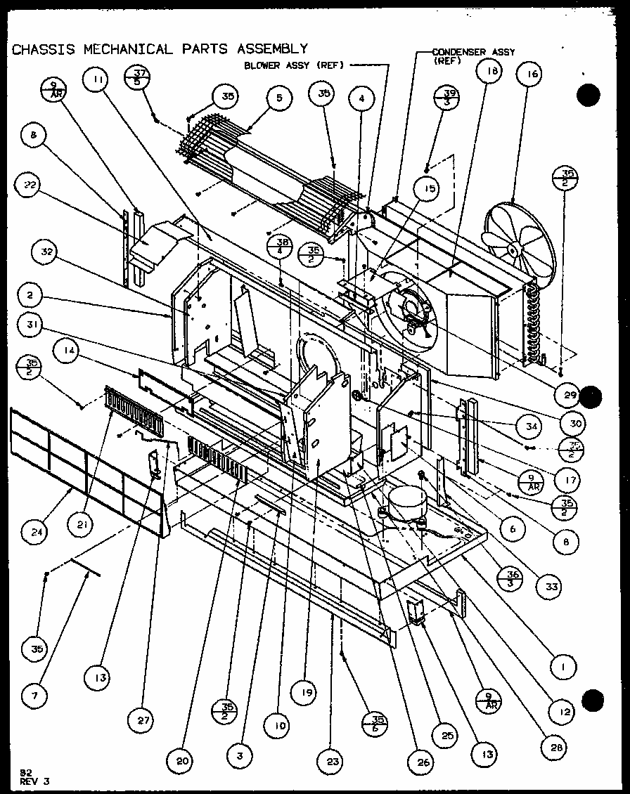 Chassis Mechanical Parts Assembly (pth15300er/p9812622r) (pth15400er/p9872122r) Diagram and Parts List for PTH12300ER P9812615R Amana Air Conditioner