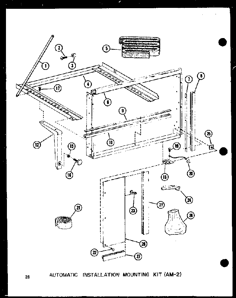 Automatic Installation Mounting Kit Diagram and Parts List for 113W-3W P54975-64R Amana Air Conditioner