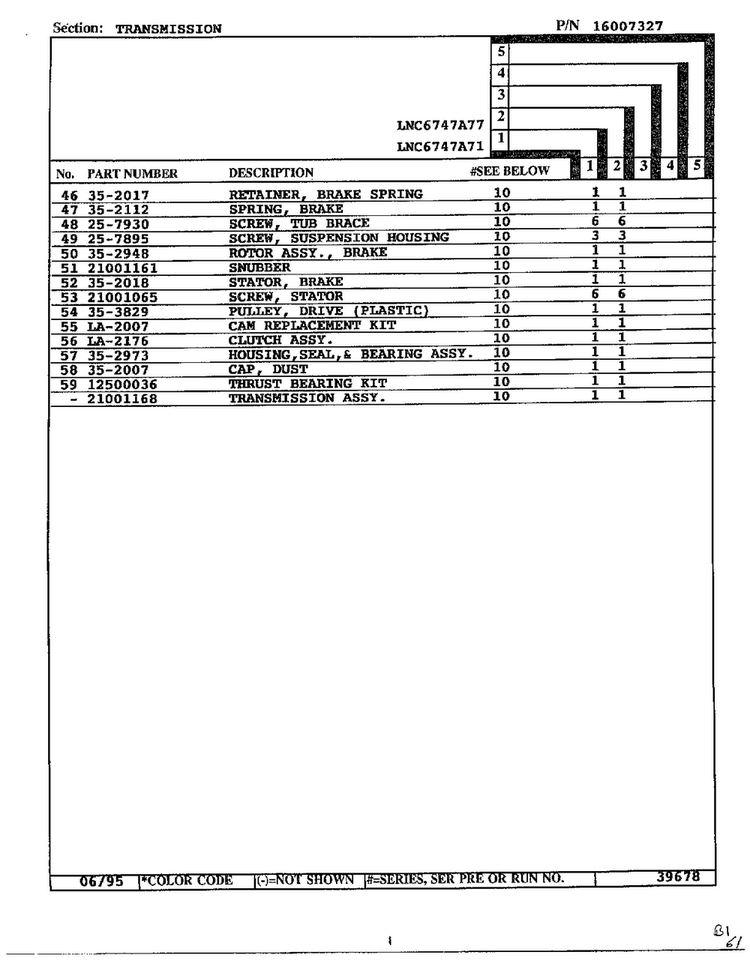 Transmission Page 3 Diagram and Parts List for 6747A77  Norge Washer